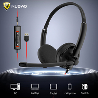 NUBWO HW01 USB Headphone 3.5mm Computer Headset with Microphone Noise Cancelling Wired Lightweight Headphones for Laptop,PC