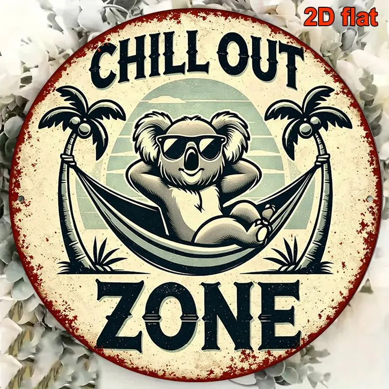 2DFLAT 1pc 8X8In/20X20Cm 2D Flat Round Sign, Retro Plaque about 