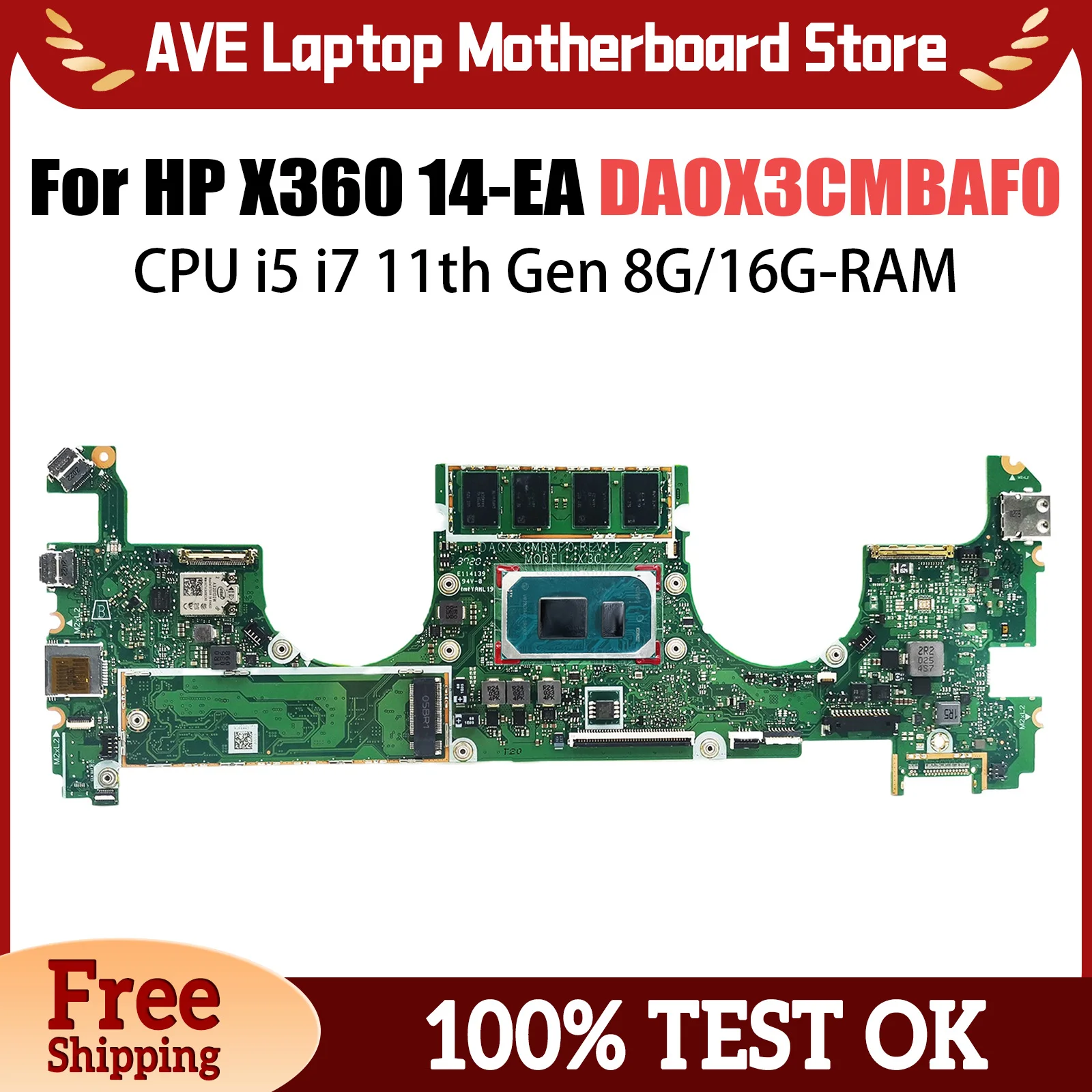 DA0X3CMBAF0 For HP X360 14-EA Laptop Motherboard i5-1135G7 i7-1165G7 i7-1195G7 M26865-601 With RAM Notebook Mainboard