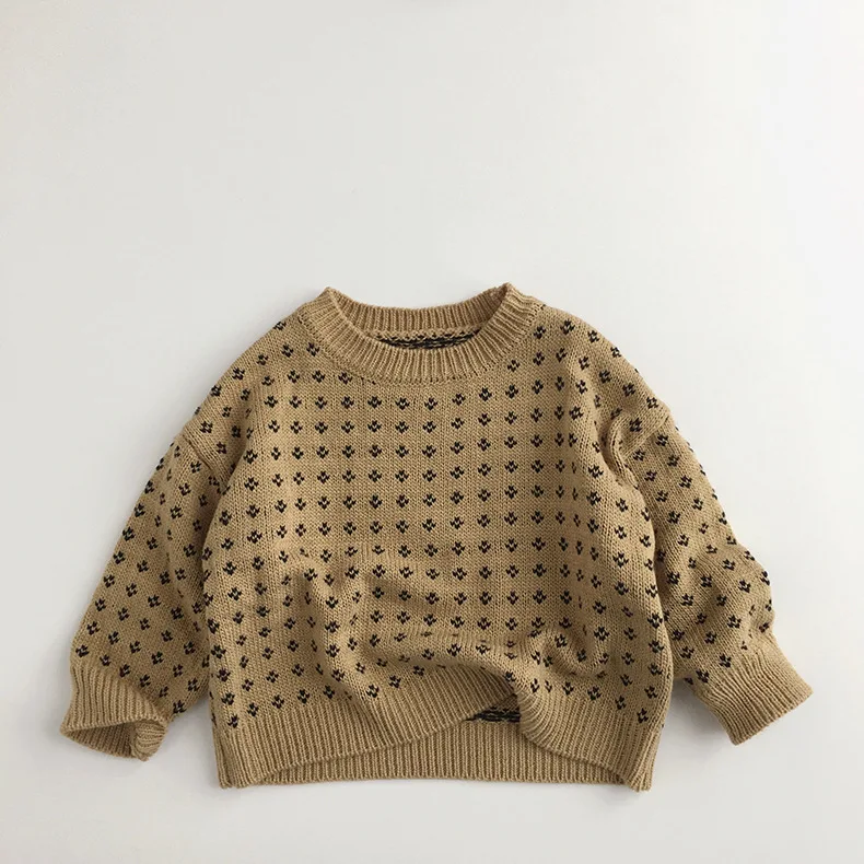 2024 abbigliamento per bambini coreano piccolo maglione floreale con Base girocollo