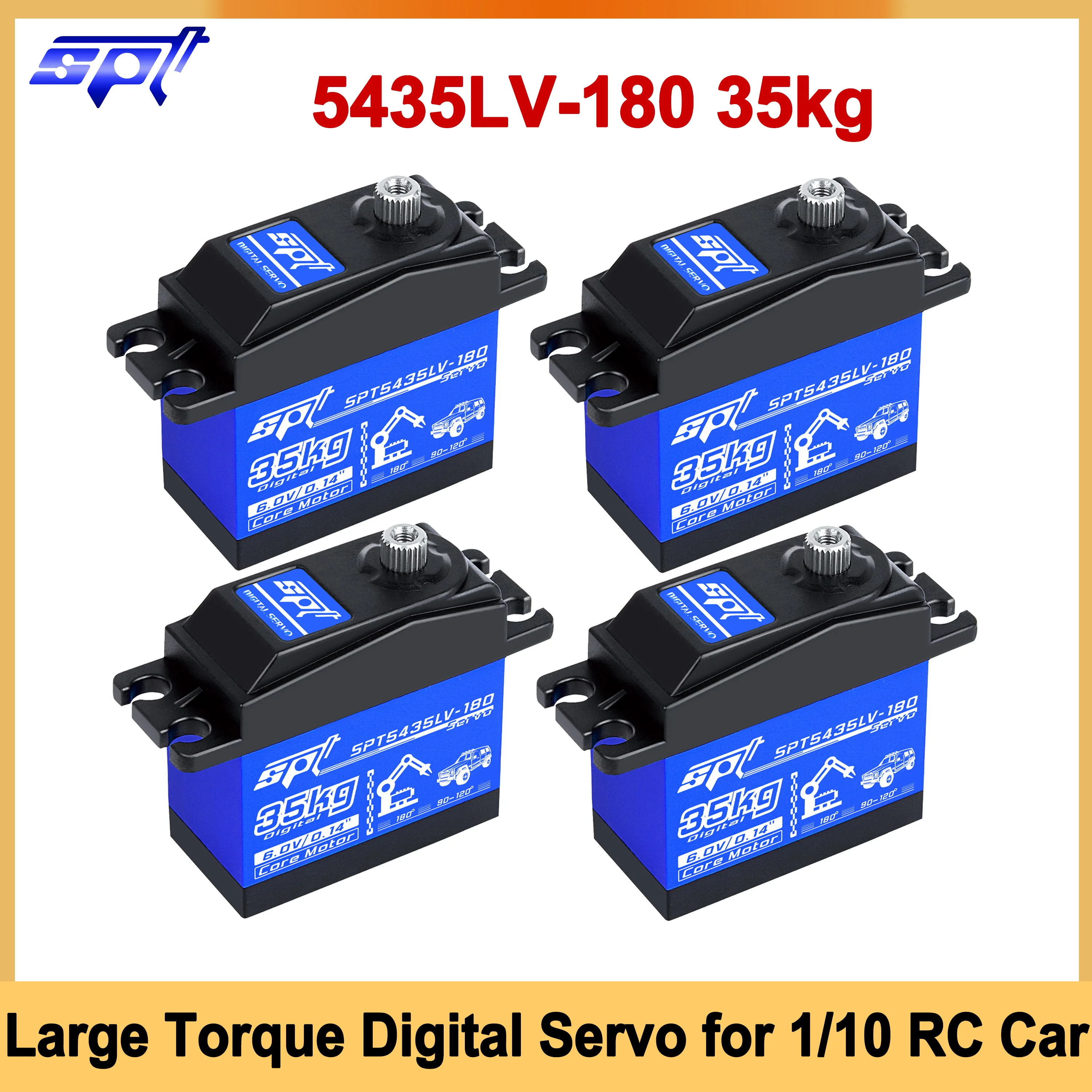 

SPT 1/2/4 5435LV-180 35kg Metal Gear Large Torque Digital Servo for 1/10 RC Car Crawler Fixed-wing Boat Robot Parts Scx10 TRX4
