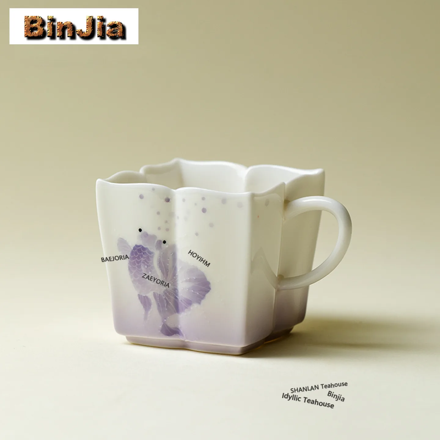 60ml Gradient Purple Koi Teacup Traditional Tea Bowl Tea Cup Set Tea-tasting Meditation Cup Chazhan Master Cups Tableware Craft