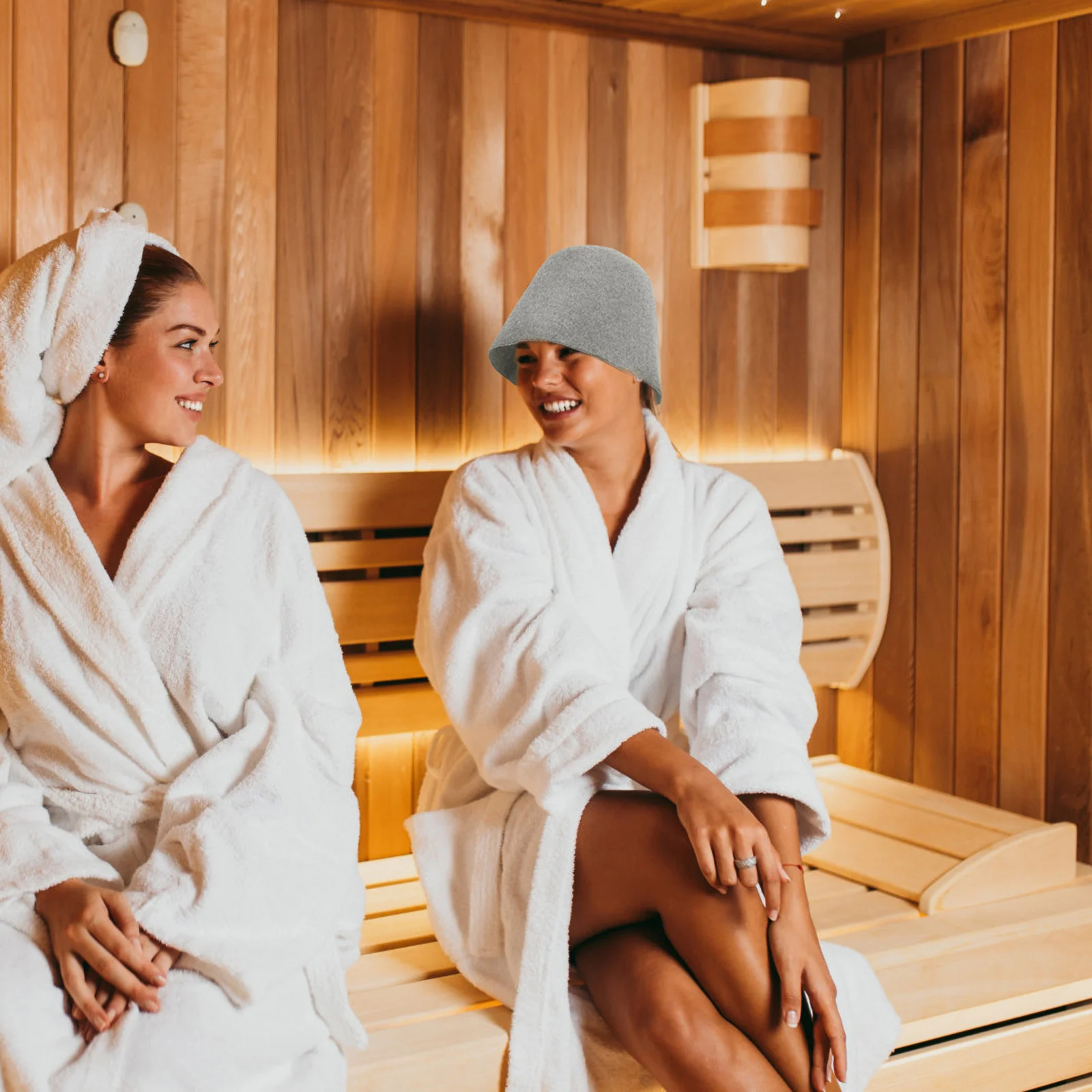 Cuffia da doccia in feltro Cuffia da sauna Assorbe l'acqua Comodo cappello da bagno per proteggere i capelli