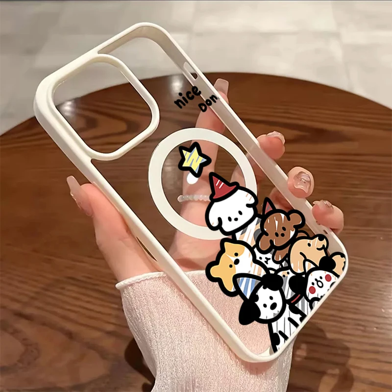 

Yellow Star Puppy Magnetic Phone Case For iPhone 17 Pro Max Cases iPhone Air 17E 16E 16 15 14 Plus 13 12 11 17 Transparent Cover