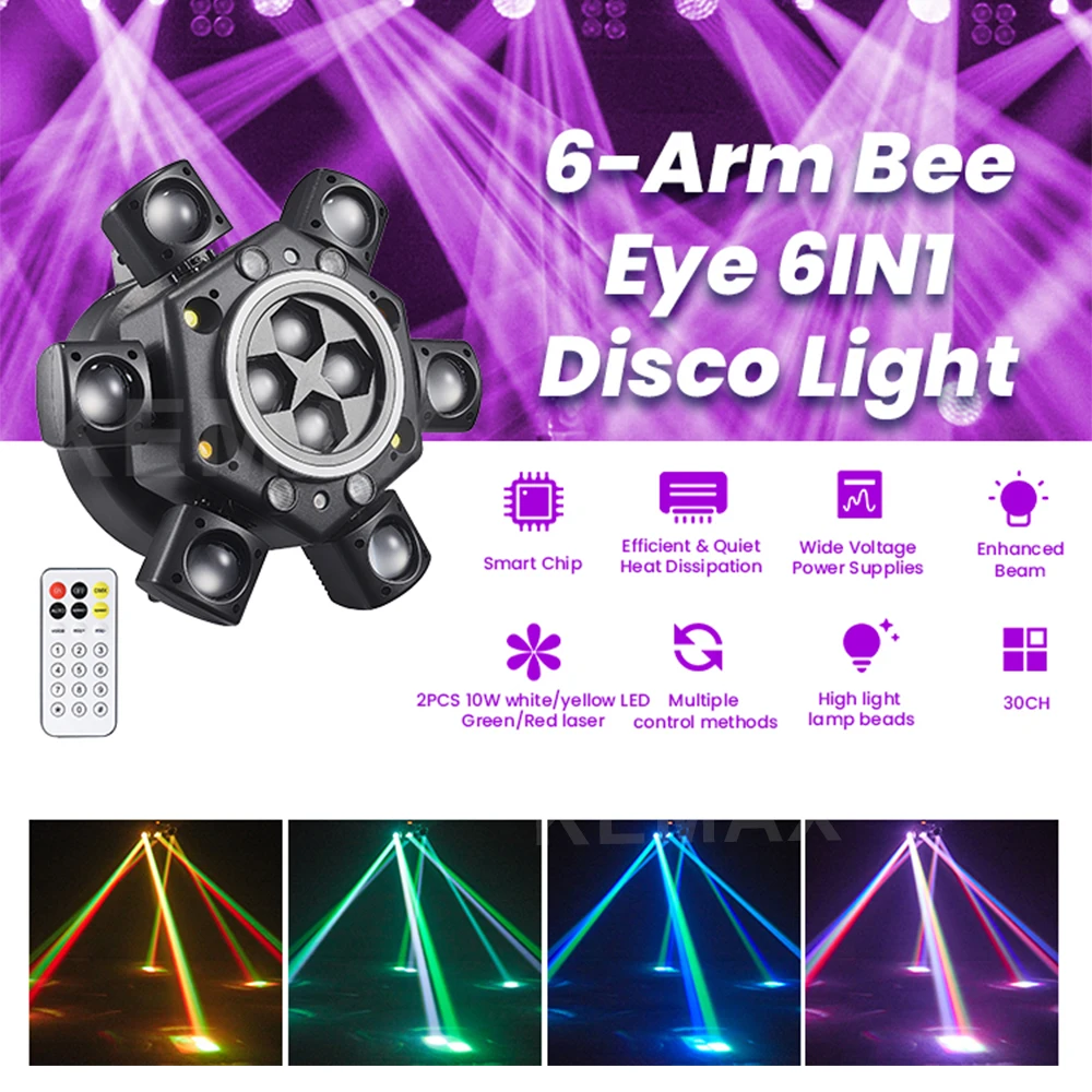 150W Moving Head DJ Light RGBW Mini Beam Rotating DJ Mobile Head Sound DMX512 Lyre LED Disco Stage Light For Party Club Dance