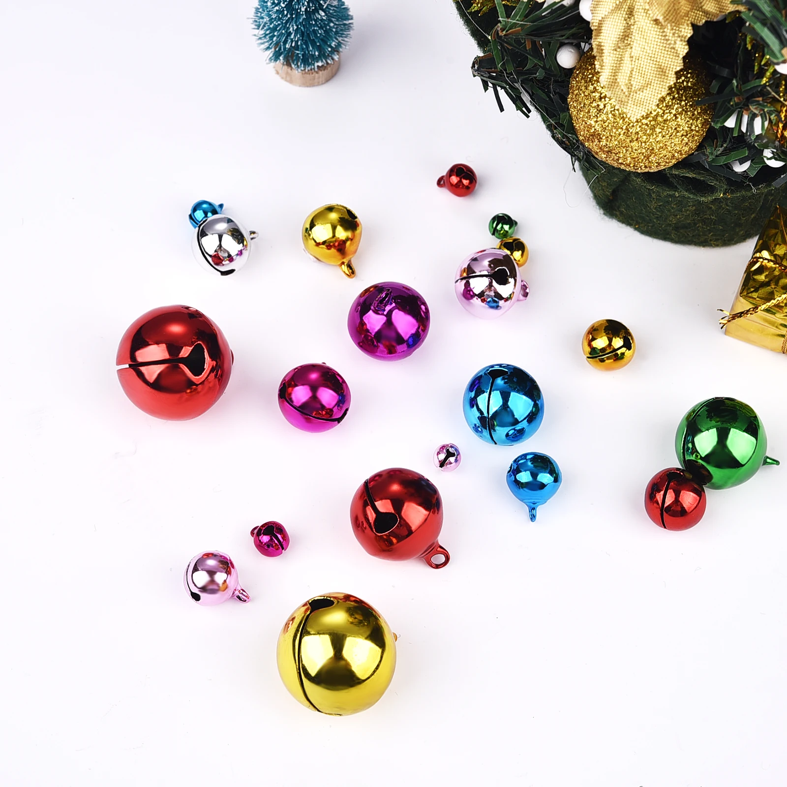 6-25mm DIY Handmade Crafts Xmas New Year Ornament Gift Mix Colors Loose Beads Small Jingle Bells Christmas Decoration Gift