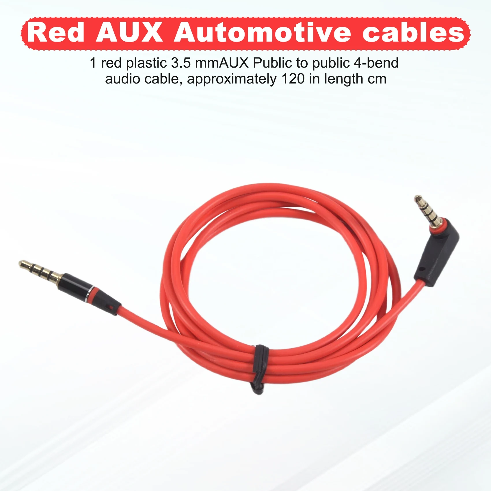 AA60 3.5mm 1/8 inch Male to Male 4 Pole Car AUX Audio Cord Cable Record Headphone RED 120cm