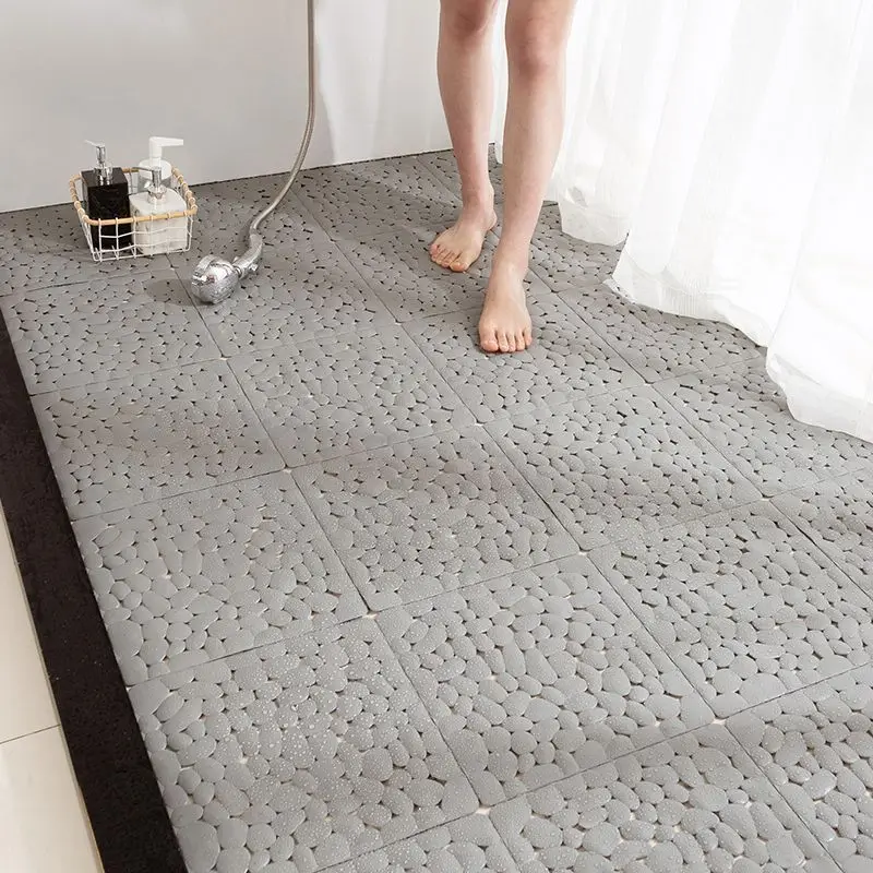

Interlocking Rubber Floor Tiles Non-Slip Pool Mat Soft PVC Splicing Shower Mat Outdoor Cushion Mat for Bathroom Deck Drain Pool