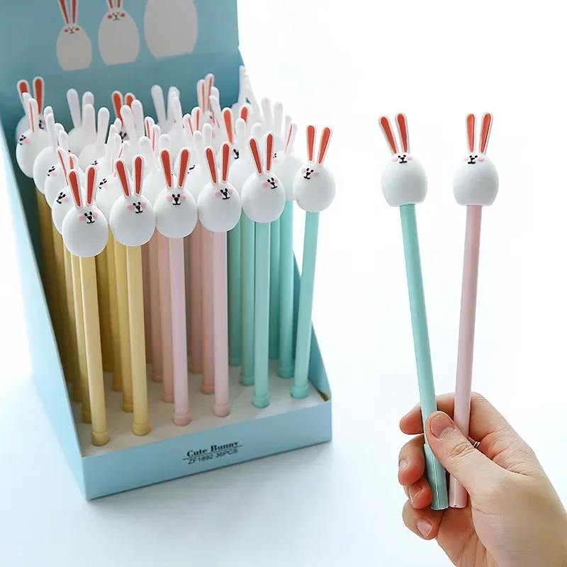 

36PCS Stationery cartoon cute rabbit neutral pen 0.5mm student cute pet plastic creative pen wholesale