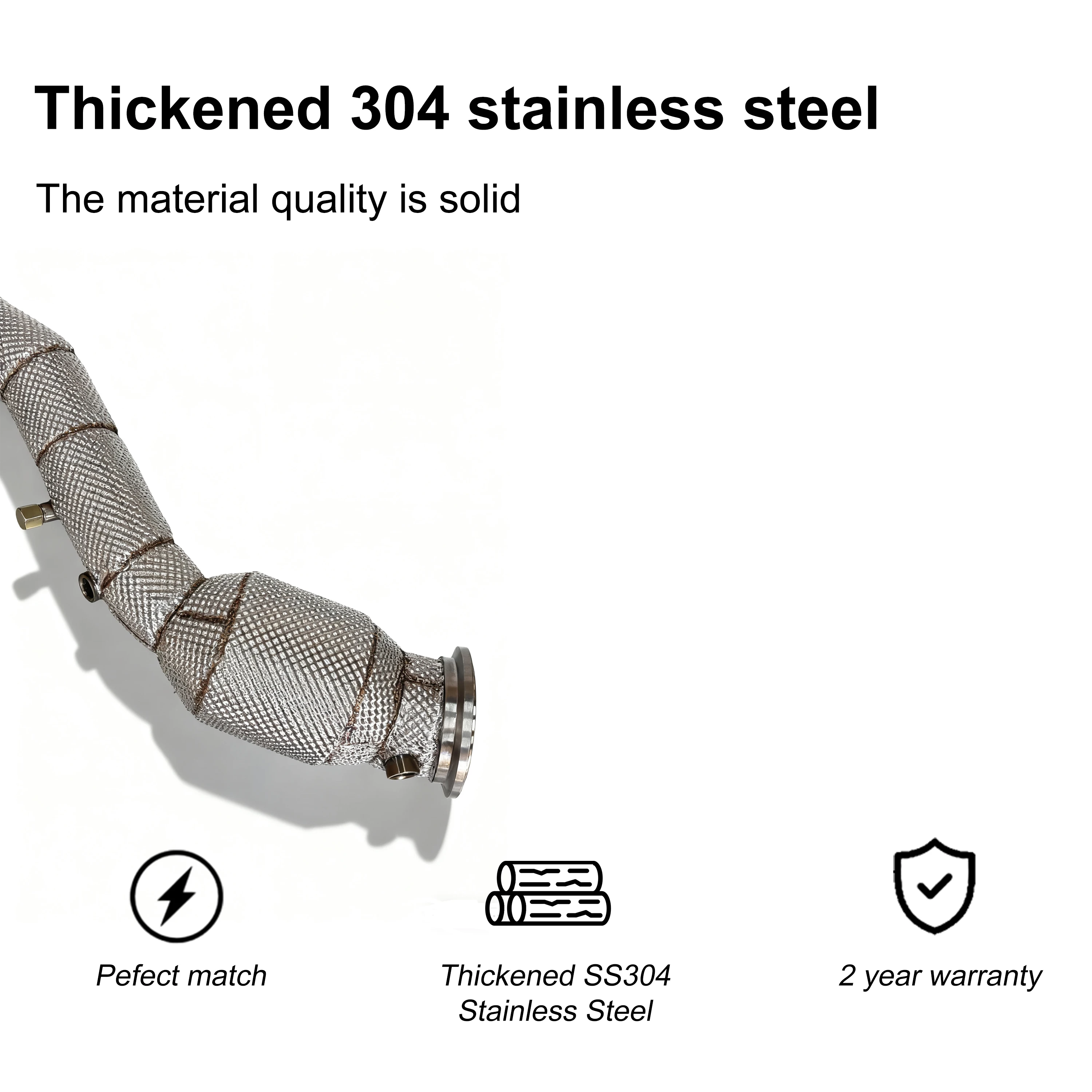 ACE Hochleistungs-Auspuffrohr für Jaguar XE 2.0T Exklusive Anpassung Edelstahl-Downpipe mit Hitzeschutz – Detail 6