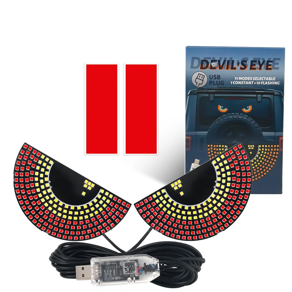 Devil‘s Eyes LED Light Car Warning Signal Lamp Matrix Pixel Panel Devil Eyes Animation Display USB Decoration for Car Windshield