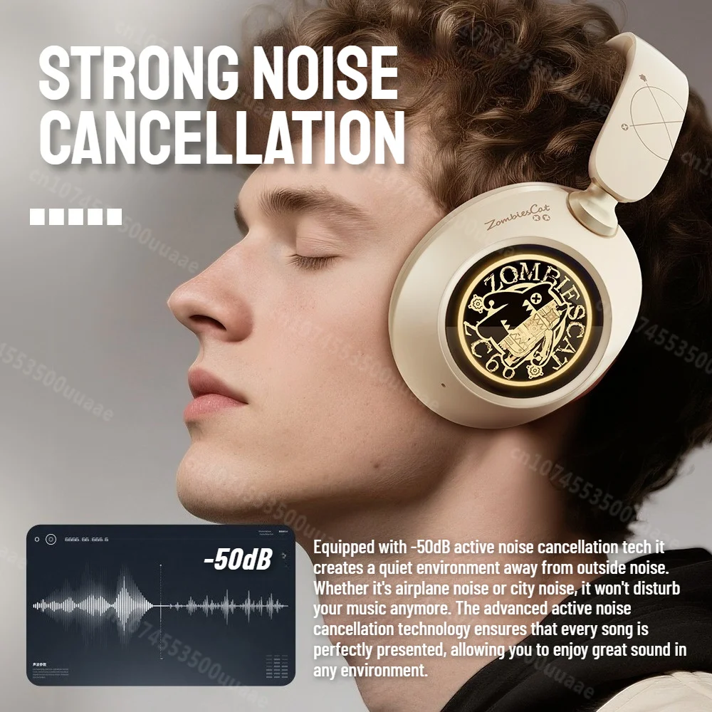 Zombiescat S8 ANC سماعات بلوتوث - 50 ديسيبل سماعات إلغاء الضوضاء النشطة قوية عميق باس سماعة رأس لاسلكية فوق الأذن #2