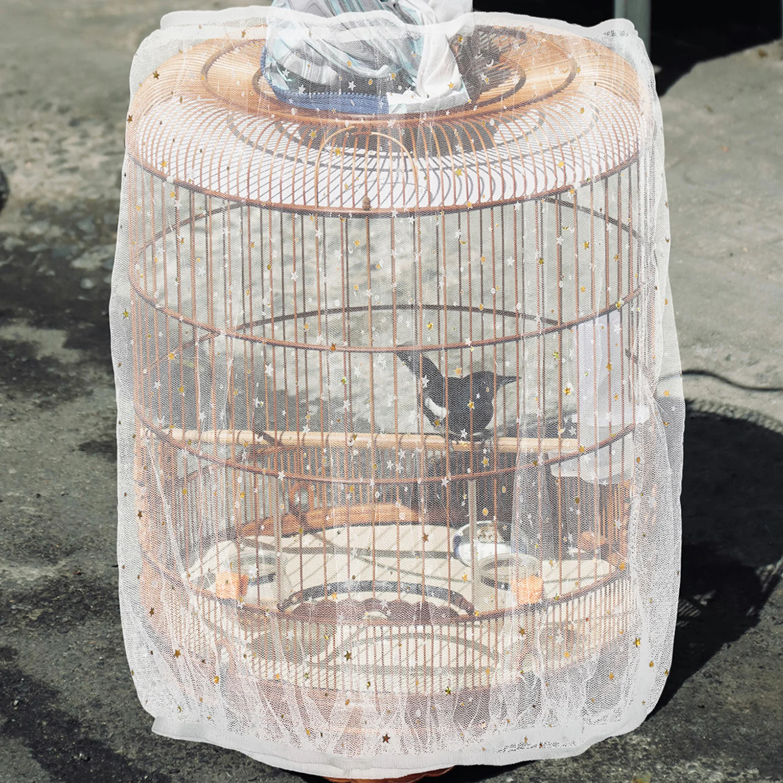 

2Pcs Birdcage Mesh Cover Net - Fine Gauze Cage Protector for Parakeet Parrot - Secure Splashproof Netting for Clean Bird