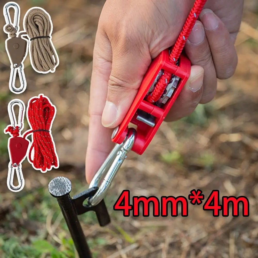Metal Lifting Pulley 4mm Tent Anchor Awning Rope Hook Pulley Ratchet Hangers Camping Tent Tie Hardware Accessories