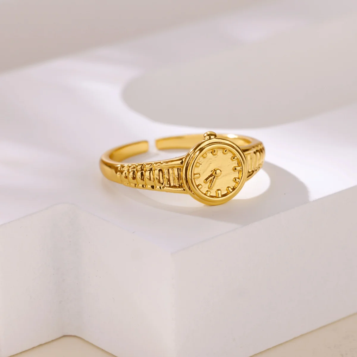 Anillos de reloj geométricos Vintage para mujer, anillo de Color dorado de acero inoxidable, joyería para parejas de boda, envío gratis, 2025