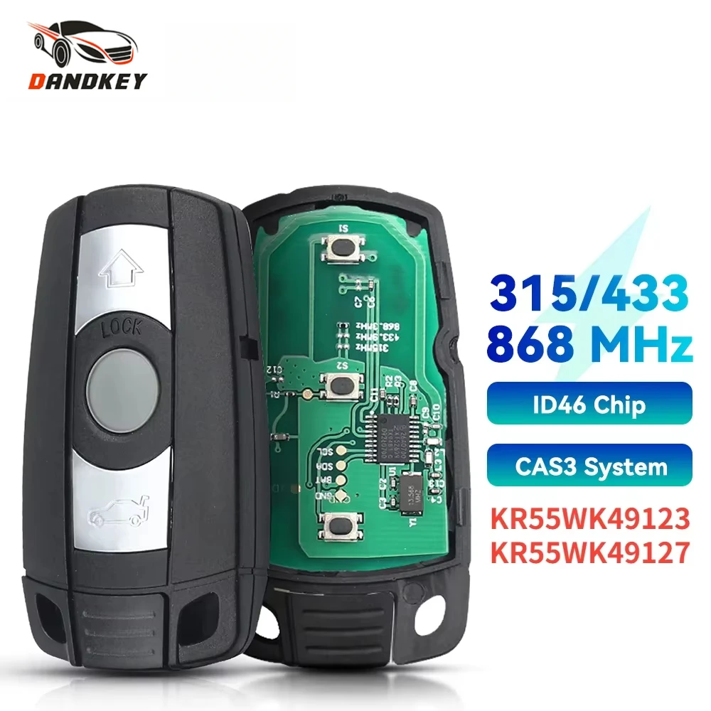 Dandkey Key CAS3 KR55WK49127 PCF7945 Chip 315 433 868 MHz Smart Remote Key For 2006 - 2012 BMW 1 / 3 / 5 / 7 Series X1 X6 Z4