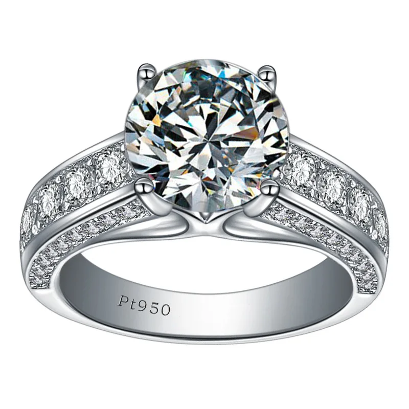 S925 Sterling Silver Ring New Moissanite Four-claw Pigeon Egg 2 Carat Diamond Ring Women