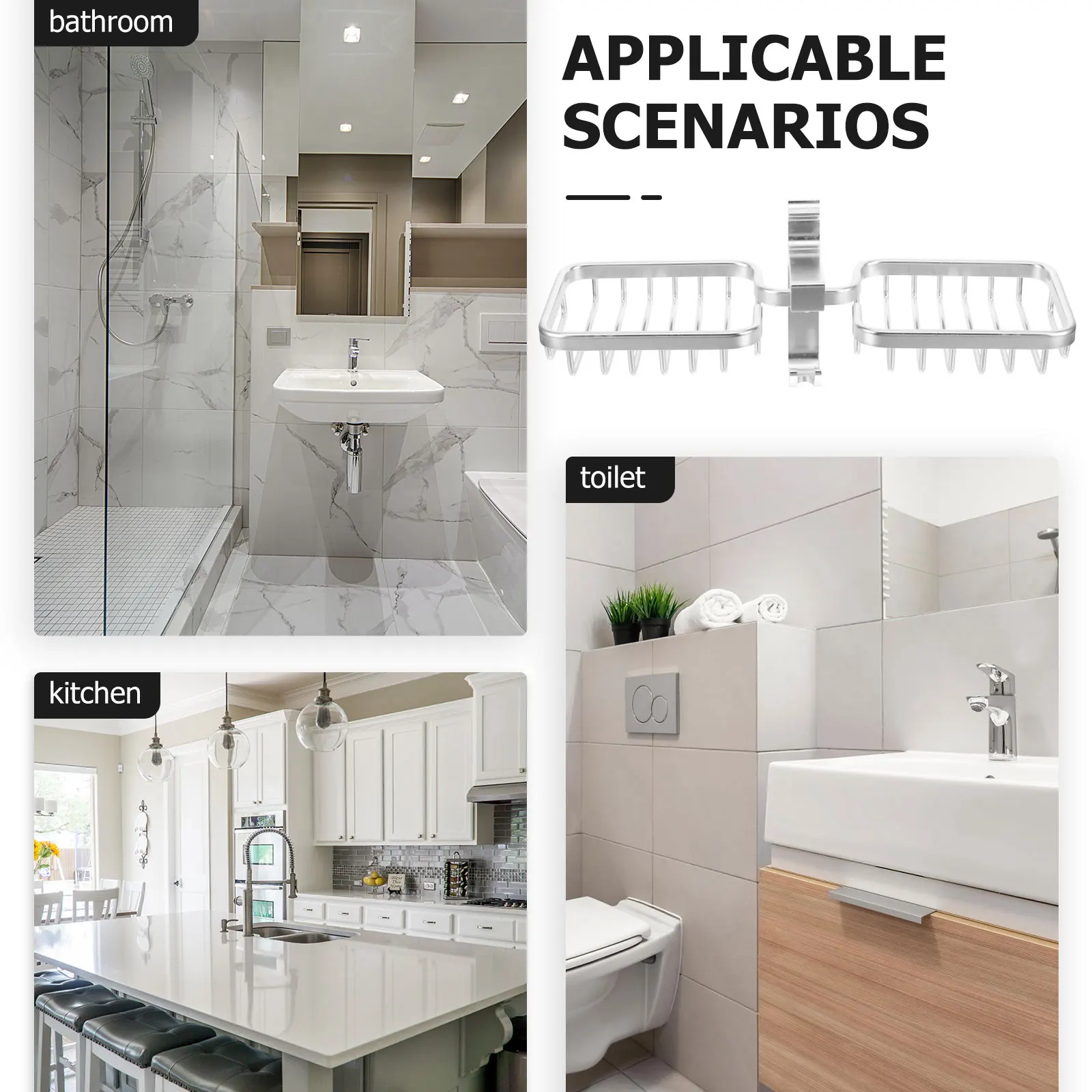 

Wall Mounted Aluminum Holder Drainage Design Bathroom Easy Install Elegant Simple Soap Rack For Shower Bar Soap Dish