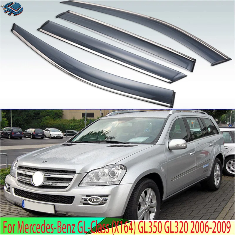 For Mercedes-Benz GL-Class (X164) GL350 GL320 2006-2009 Plastic Exterior Visor Vent Shades Window Sun Rain Guard Deflector 4pcs