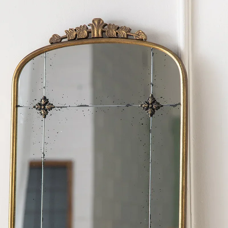 アメリカのアンティーク全身鏡、錬鉄製模造銅高級フロアミラー、ホームステイ装飾衣類