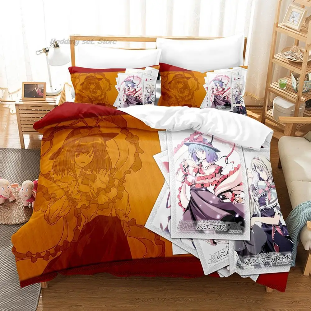 

Touhou Project Bedding Set Single Twin Full Queen King Size Bed Set Aldult Kid Bedroom Duvetcover Sets 3D Print Anime Kawaii