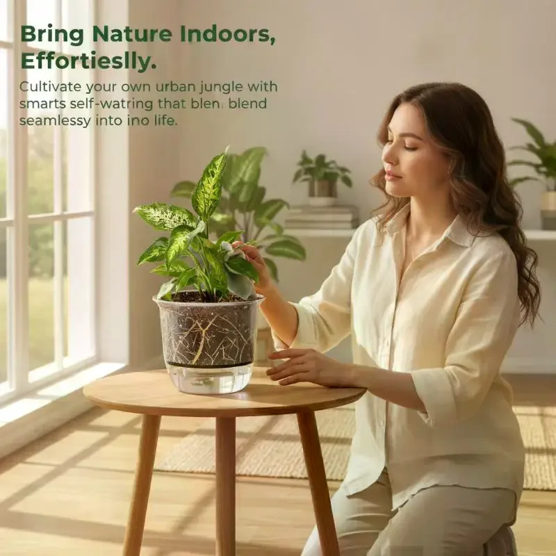 1Pcs Self-Watering Pot Pots: Indoor Plants Clear Flower Deep Reservoirs Spider Orchids