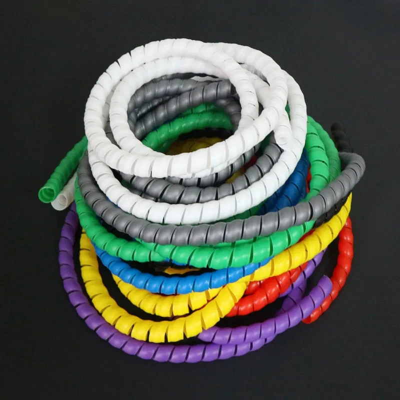 Freeshipping 2M 8/10/12/14/16 New Spiral Wraping Bands Sleeving Tube Flame Retardant Cable Protective Winding Pipe Wire