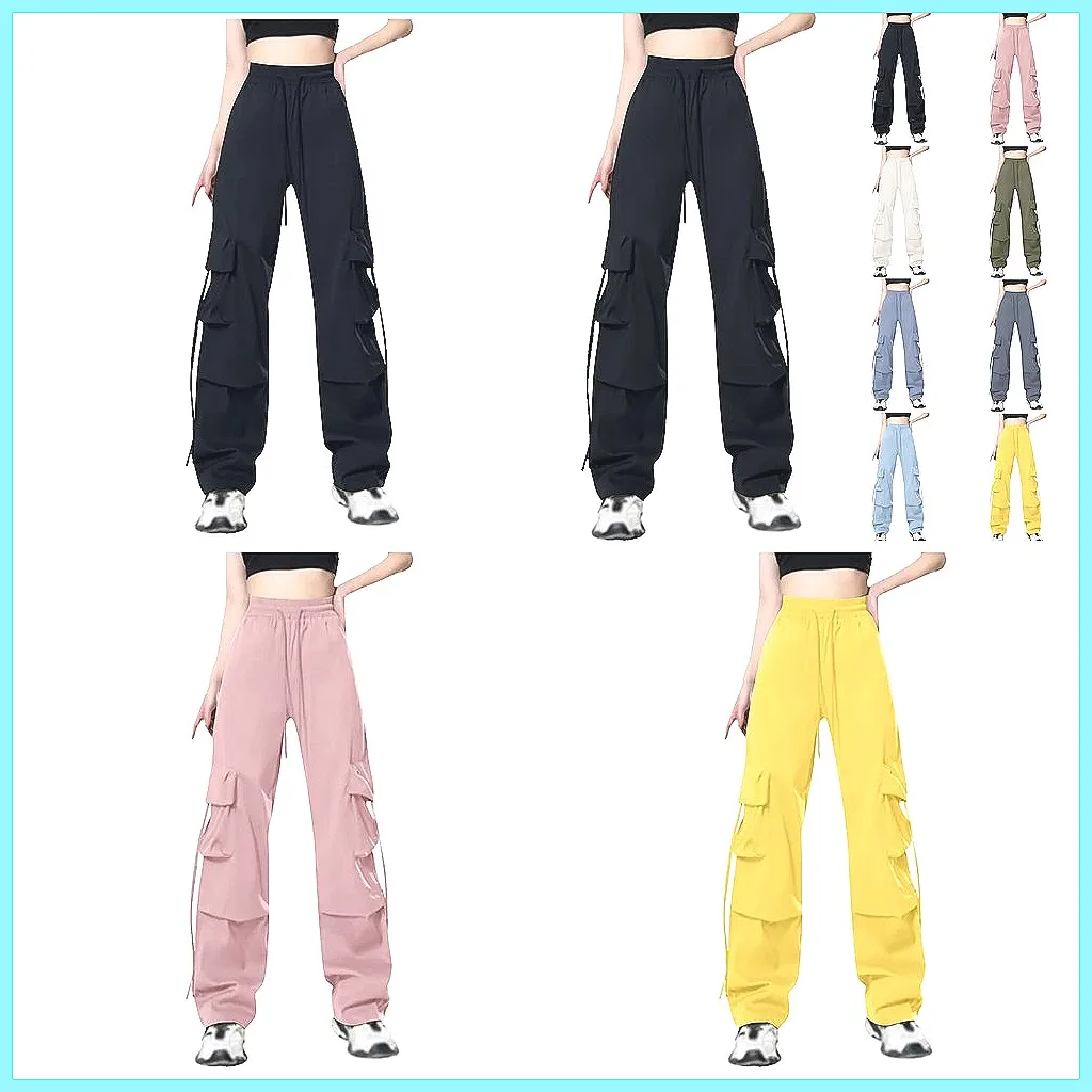 

Women's Retro Casual Pants Straight Leg Trousers with Drawstring for Spring Summer Workwear
