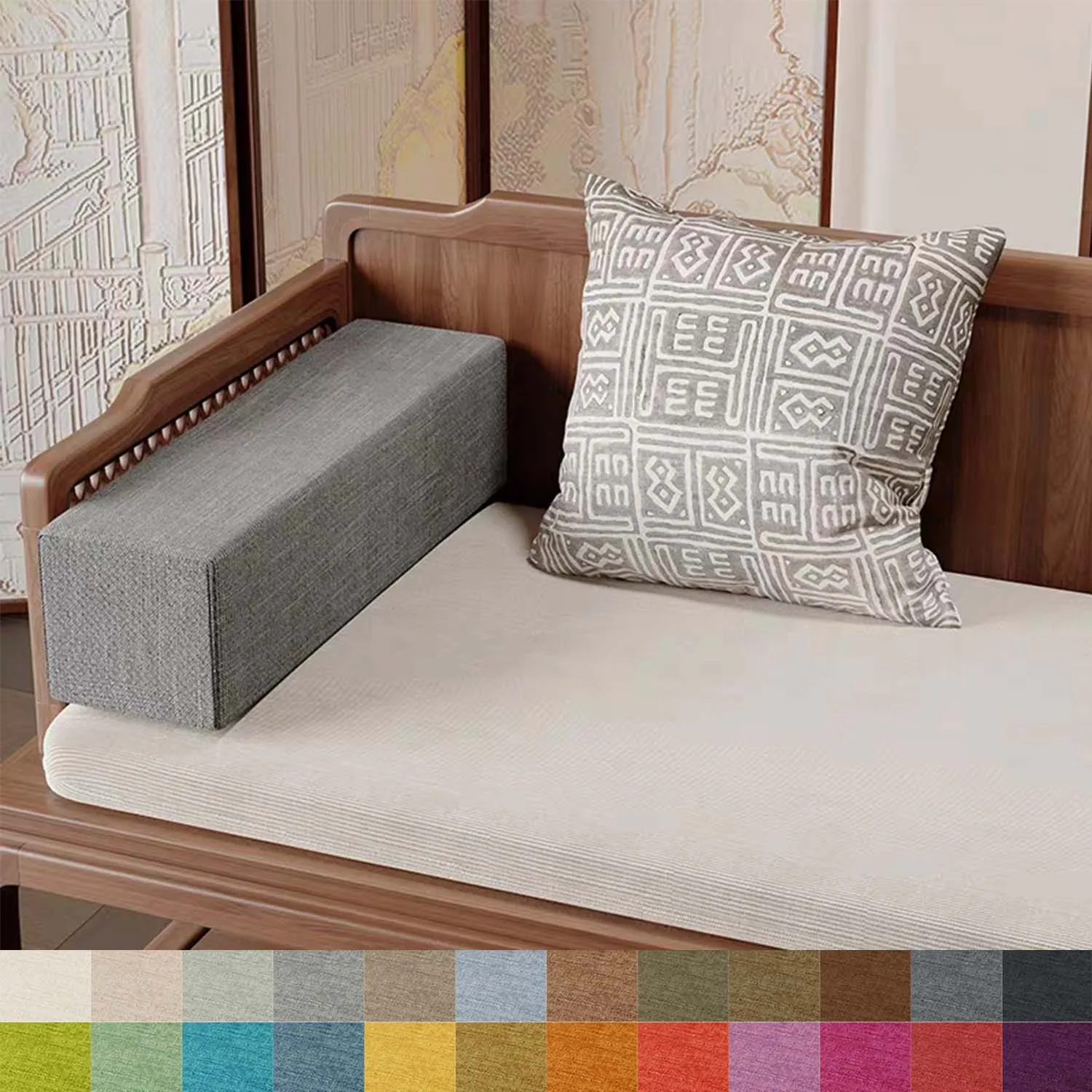 Custom Washable Sofa Armrest Pad Neck Pillow for Sleeping Bed Filler Gap Filling Cushions with Zipper Linen Long Pillow