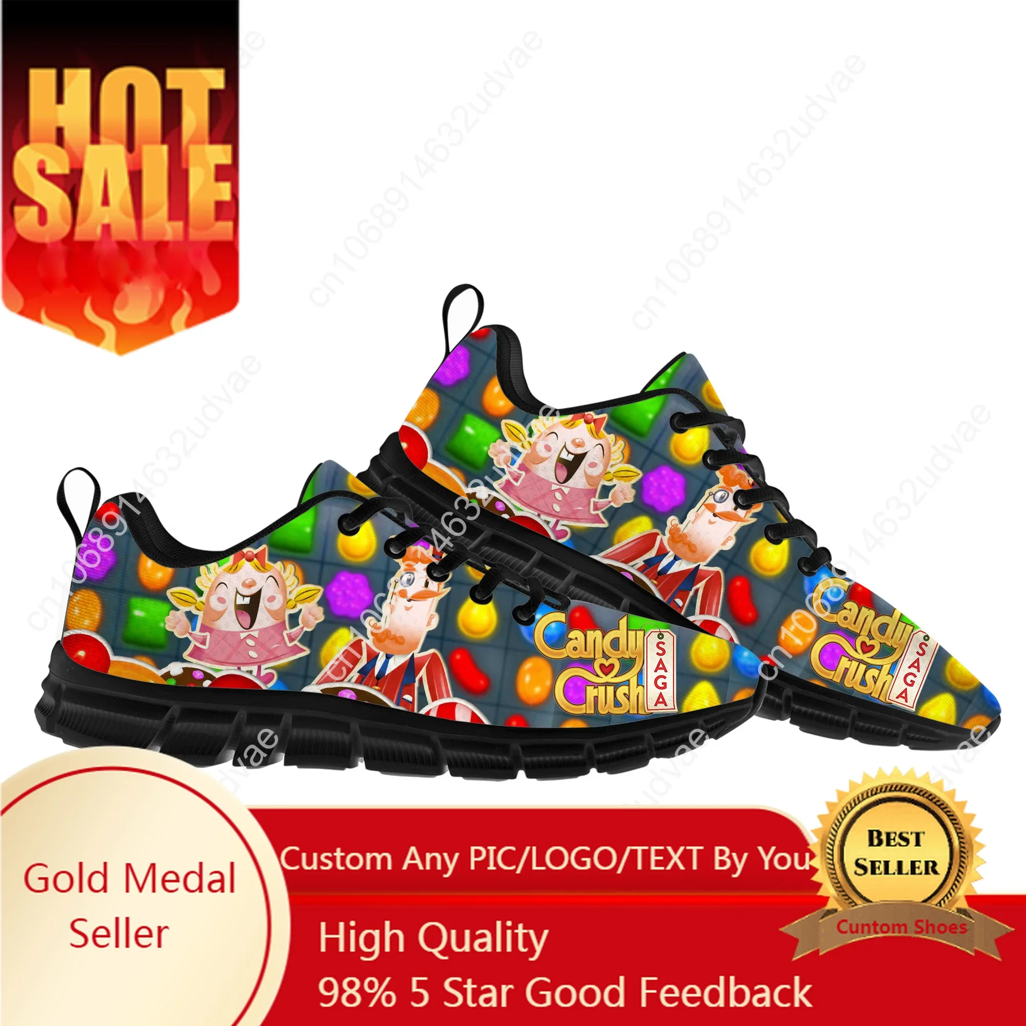 

Candy Crush Saga Sneakers Mens Womens Teenager Customized Sports Shoes Casual Custom Made Shoe High Quality Couple Shoes