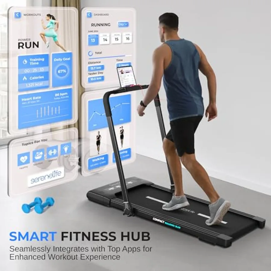 آلة المشي الآلية القابلة للطي، التحكم الإجمالي في اللياقة البدنية، التكامل التكنولوجي سلس، تصميم موفر للمساحة، عرض المقاييس الذكية Su