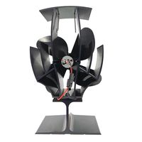 A75K Wood Stove Fan Small Designed 4 Blades Heat Powered Fireplace Fans Fan for Wood/Log Burner/Fireplace Black TP2002-4
