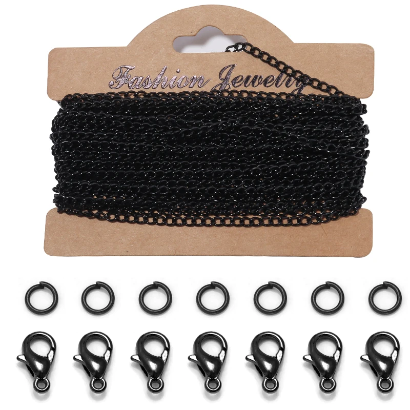 3 mt/satz Schwanz Extender Kette Link Ketten Mit Jump Ringe Karabiner Schmuck Machen Set Halskette Ketten DIY Halskette Materialien – Detail 2