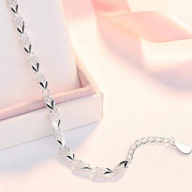 925 Sterling Silver Bracelets For Women Korean Designer Luxury XO Shape Adjustable Chain Bracelet Party Wedding Jewelry Gifts