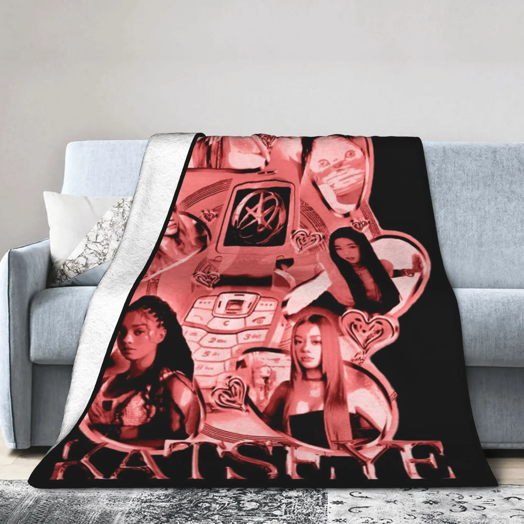 Katseye Kpop Girl Group Blankets Flannel All Season  Portable Lightweight Thin Throw Blanket for Home Outdoor Rug Piece