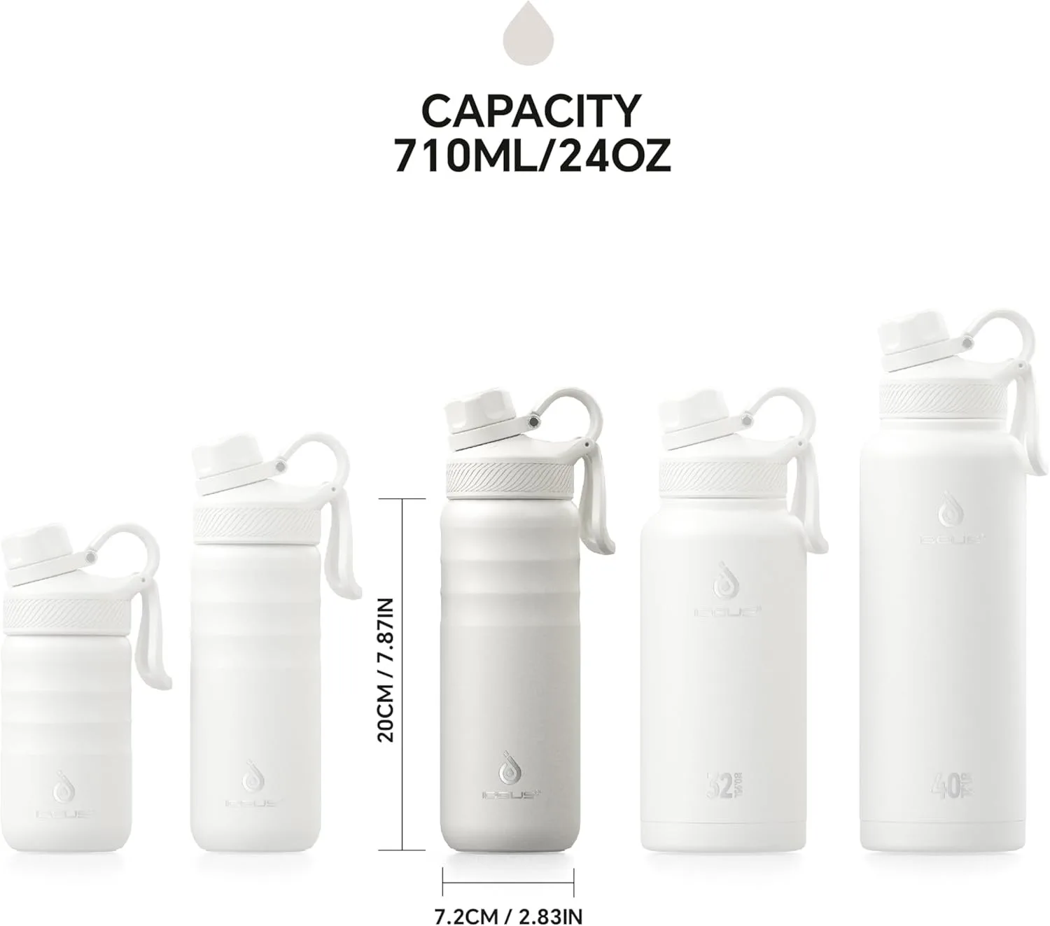 Изолированная бутылка для воды ideus из нержавеющей стали, 24 унции с 2 герметичными ДЛЯ ДЕТСКОЙ, подходит для походов и езды на велосипеде на открытом воздухе.