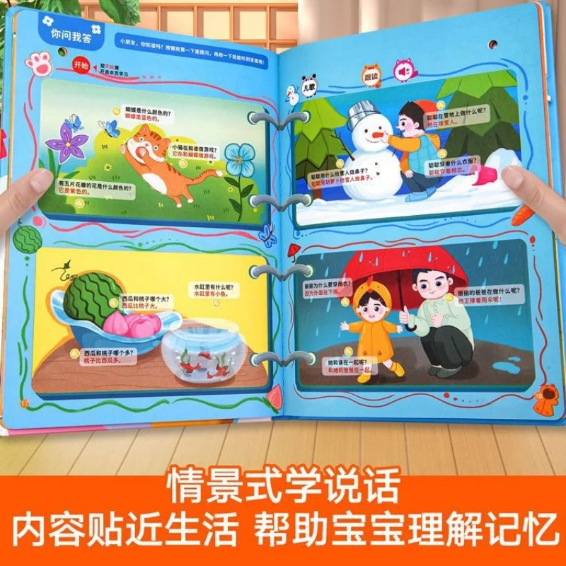 Kids Tear Resistant 3 Languages Point Reading Book, 0-6Y Toddler Audio Sound Book, Baby Early Enlightenment Educational Learning