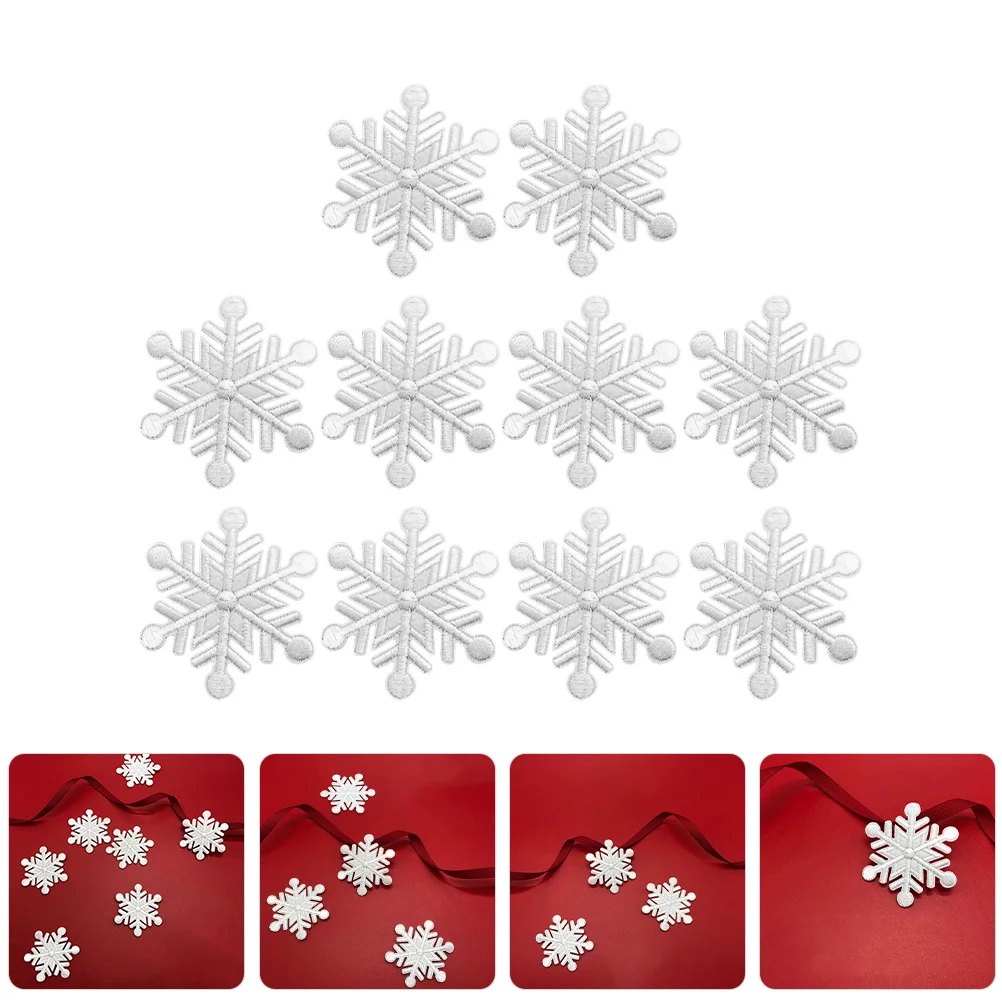 

10 Pcs Snowflake Stickers Sew on Patches for Clothing Iron Applique Clothes Decors