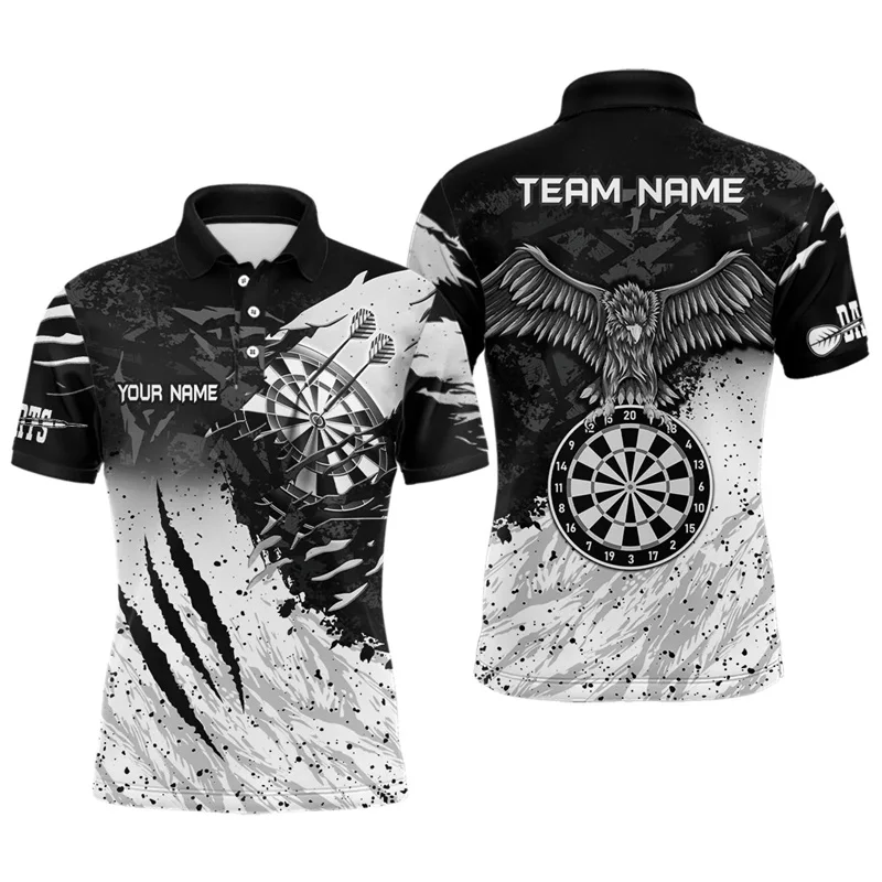 

Разноцветные рубашки поло Eagle Dartboard, мужские рубашки-поло с индивидуальным именем, топы для летних видов спорта, персонализированная рубашка-поло с именем команды