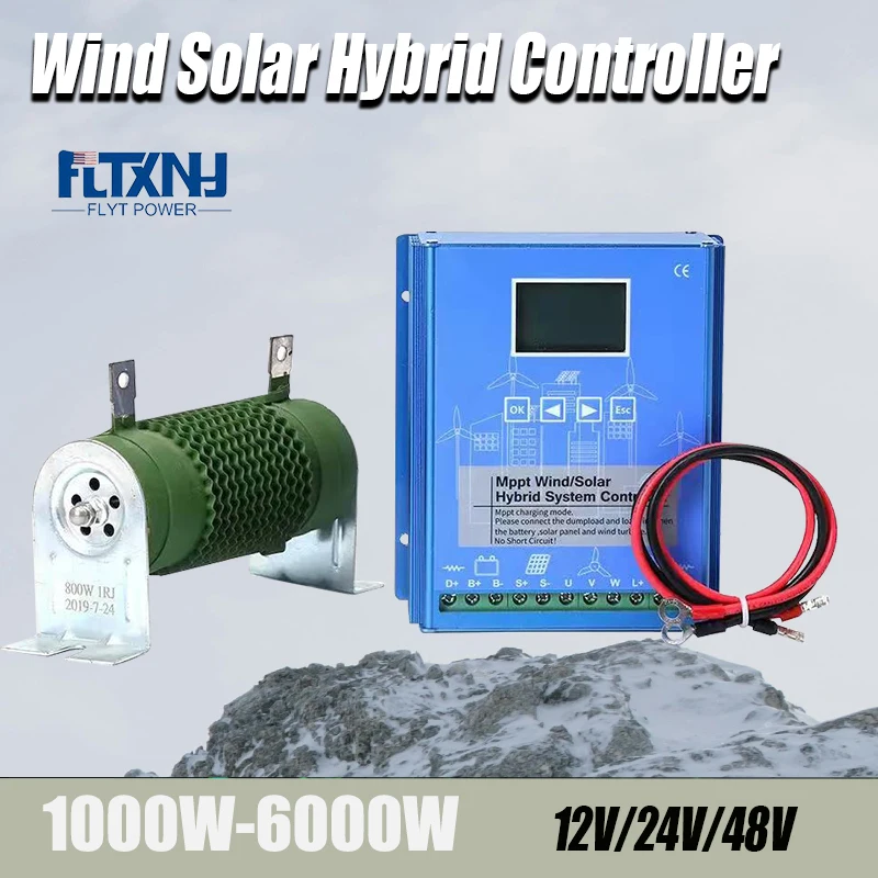 12V 24V 48V 5000W Hybrid Wind Energy Solar Charging Controller MPPT Wind System Life Lithium Lead Acid Battery