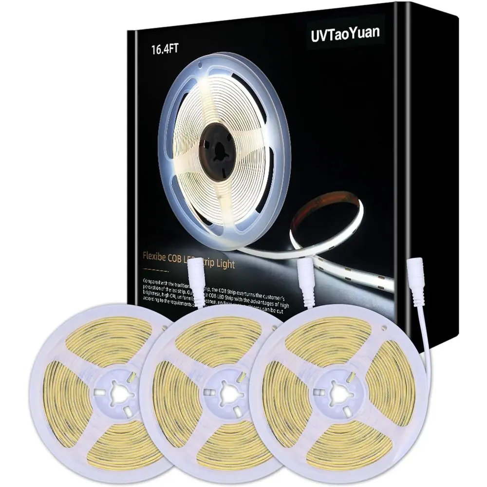 

LED Strip Lights 24V Daylight White LED COB 6000K Super Bright LED16.4t DotlHigh Density Cuttable lexible or Home DIY Commercial