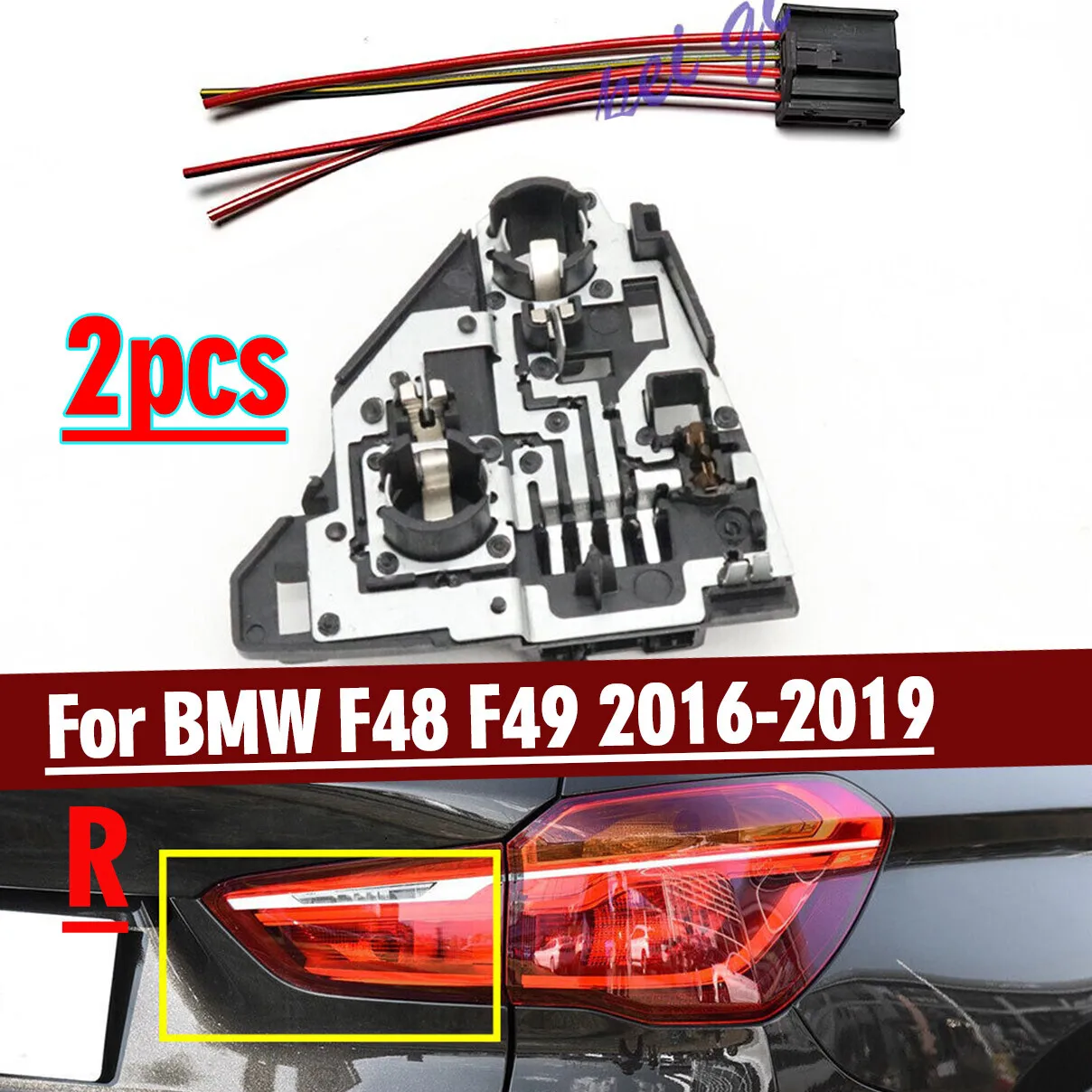 

Right Side Tail Light Lamp Rear Panel Bulb Wire Socket For BMW X1 F48 F49 16-19