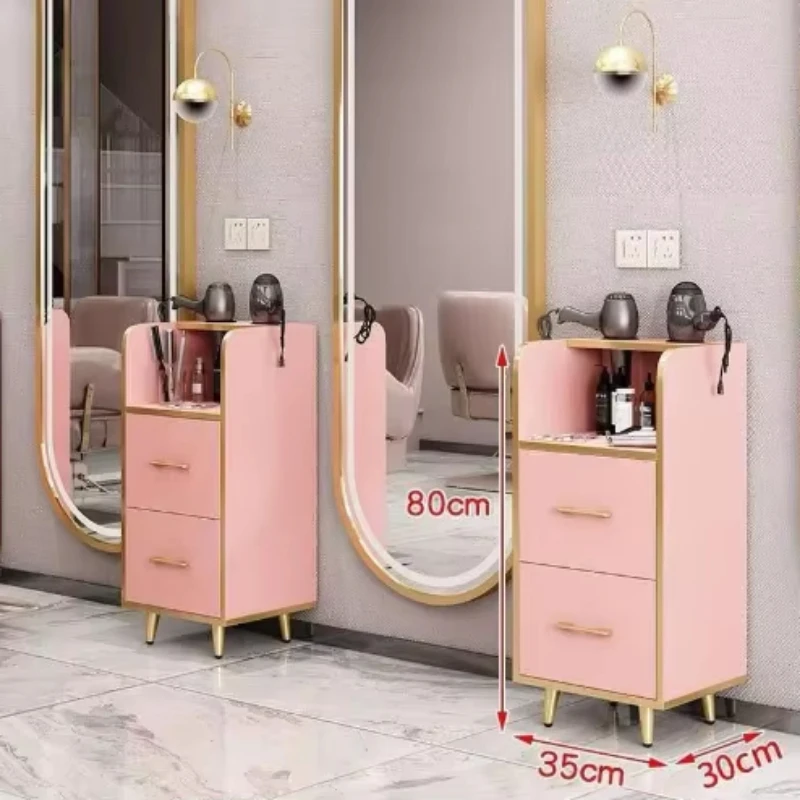 Luxury modern design hair salon cart, high quality metal cart, wood material, 2 drawers, stylish, suitable for barber shop use