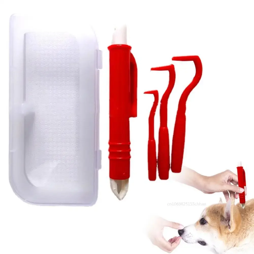

4pcs/box Flea Remover Hook Tick Removal Tweezer Ticks Pull Pet Cat Dog Accessries Scratching Extractor Mite Tweezers Comb Pets