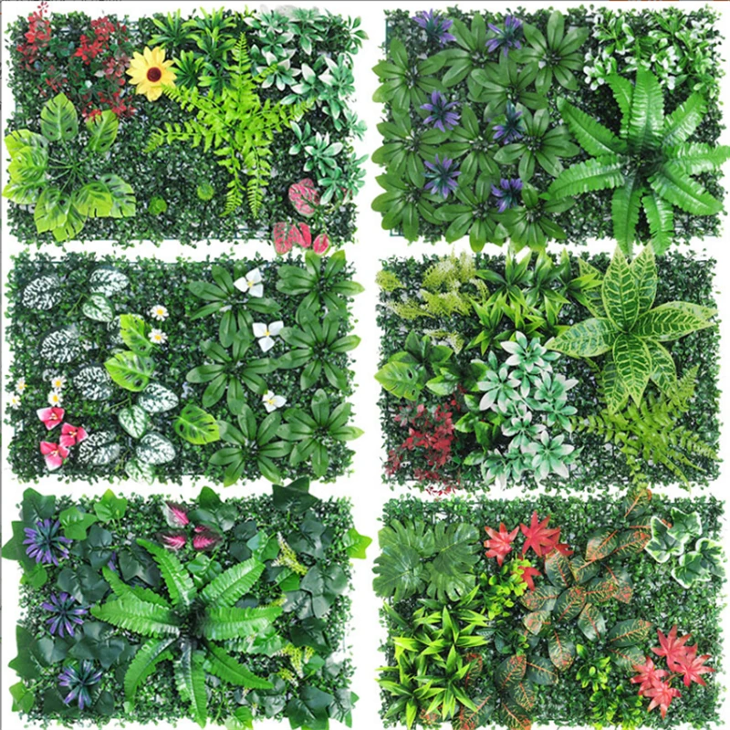 40x60cm Artificial Plants Wall Panel Green Plastic Outdoor Lawns Carpet Decor Home Wedding Backdrop Party Grass Flower Wall