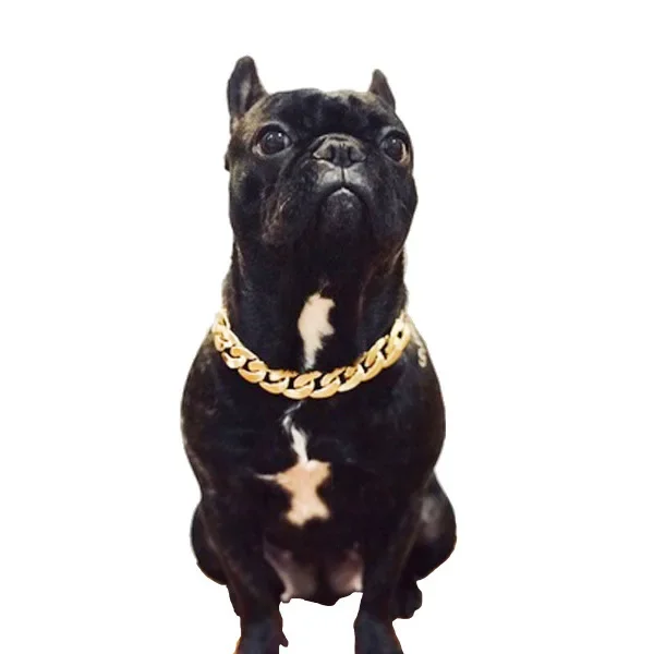 Fashion Shiny Silvery/Golden Dogs Collar Snack Chain Metal Style Teddy French Bulldog Necklace Gift for Pet Dog Accessories