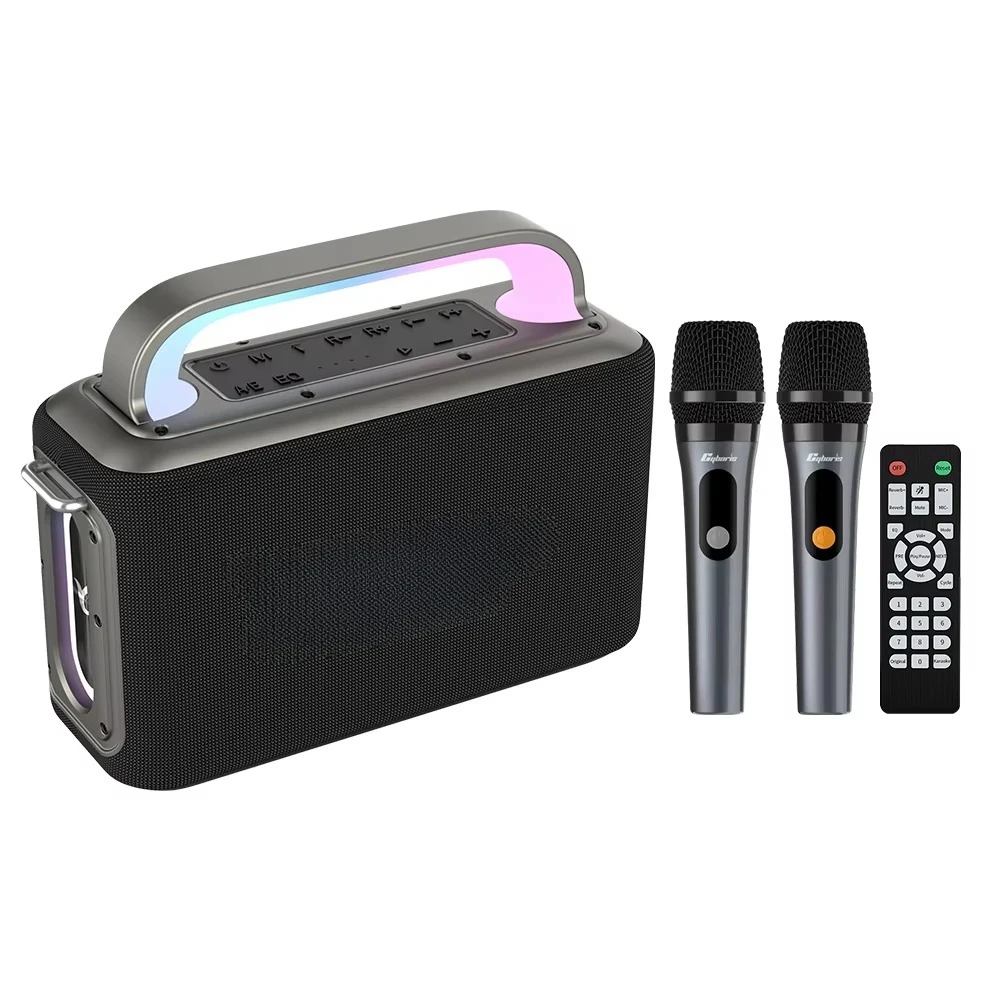 

200W Karaoke Machine with Two Microphones, Portable Wireless Mic Speaker with Microphone Karaoke PA System RGB LED TWS for Adult