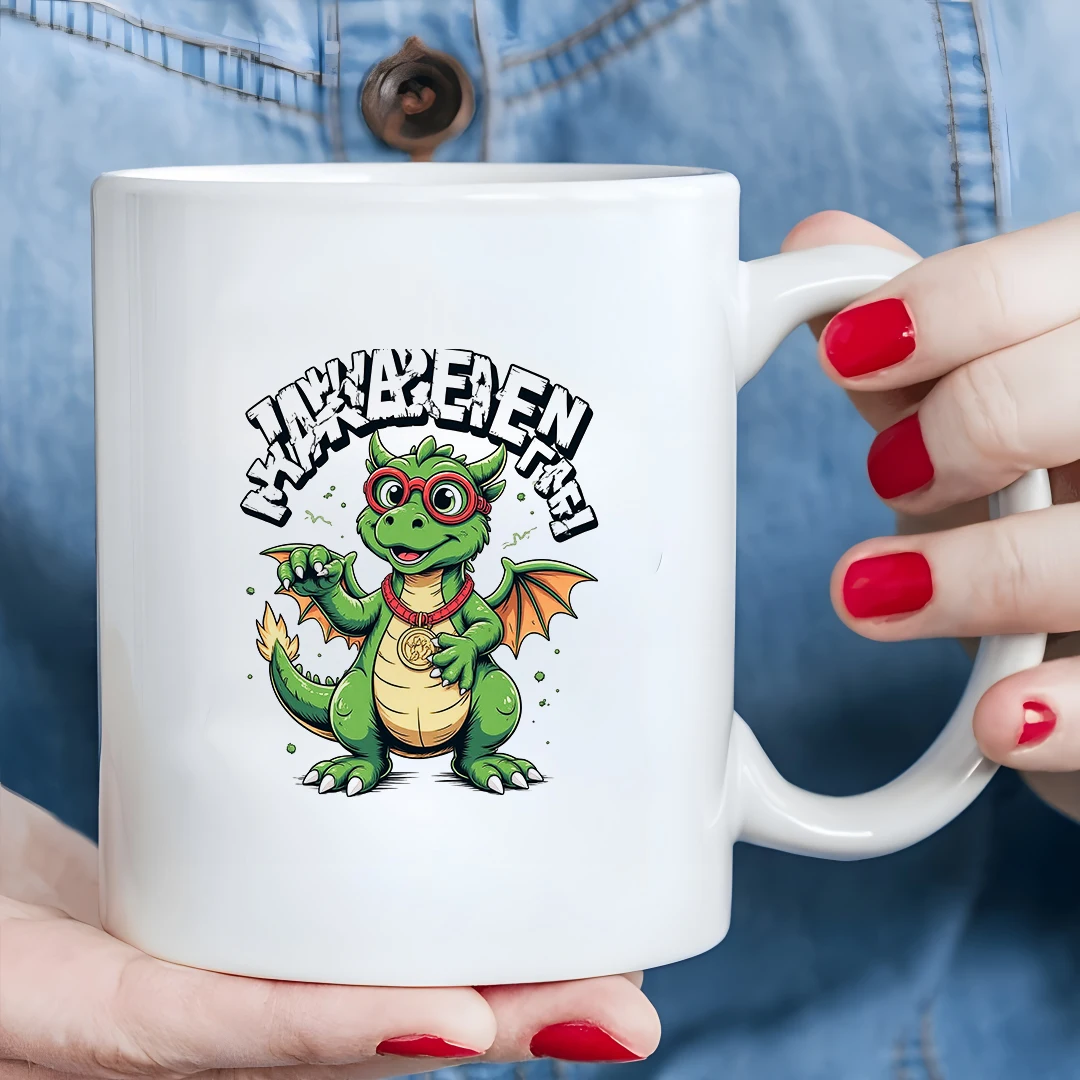 

11oz Cartoon Dragon Mug + Kids Christmas Gift + Family Office Cup + Joyful Celebration Cup