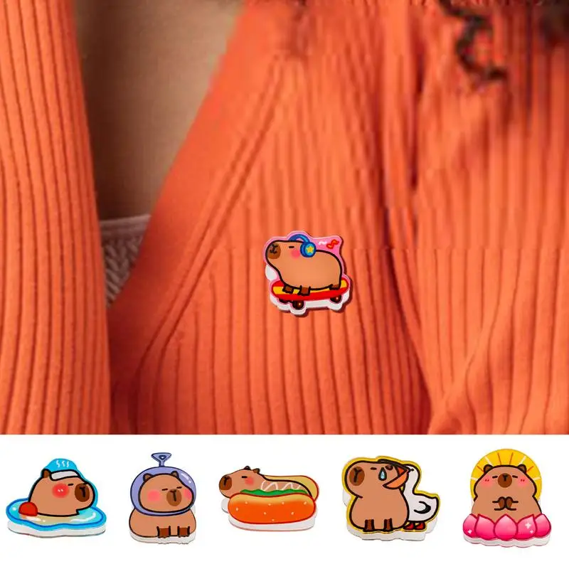 Capybara Brooch Student DIYs Acrylic Pin Cute Cartoon Capybara Badge Lightweight Portable, Mini Versatile Bag Decoration Pin