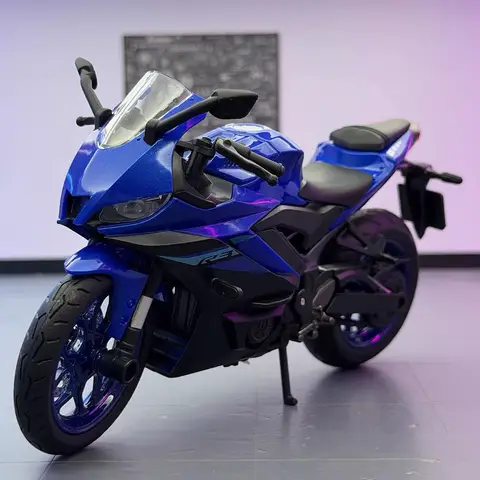 1:12 Ölçekli R3 Motosiklet Oyuncakları Minyatür Modeller Arabalar Metal Işıklı Sesli Motosiklet Tekerleği Dönen Araçlar Çocuk Yetişkin Hediyeleri